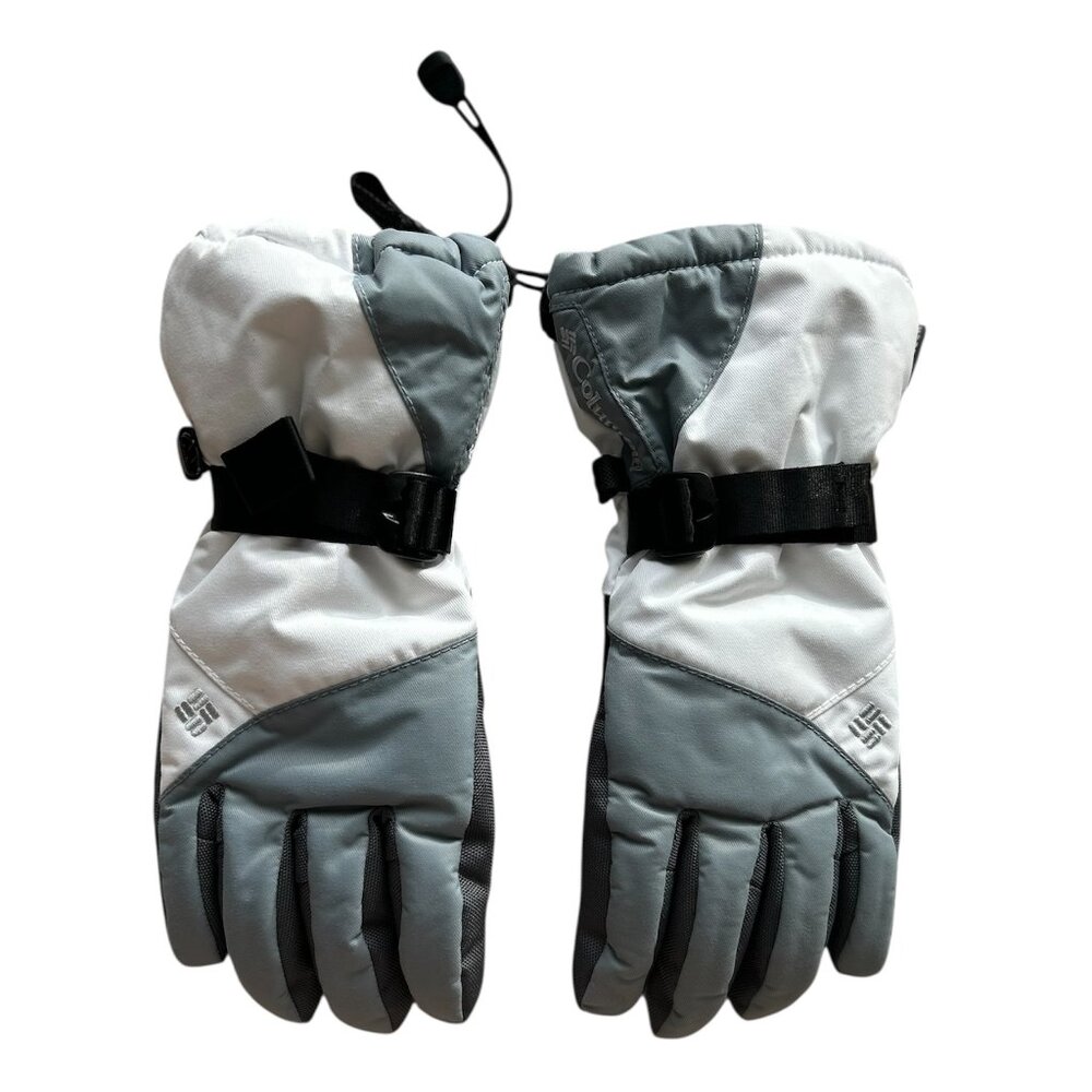 Columbia Omni-Tech Women`s Size Small Waterproof Insulated Ski Gloves White Gray